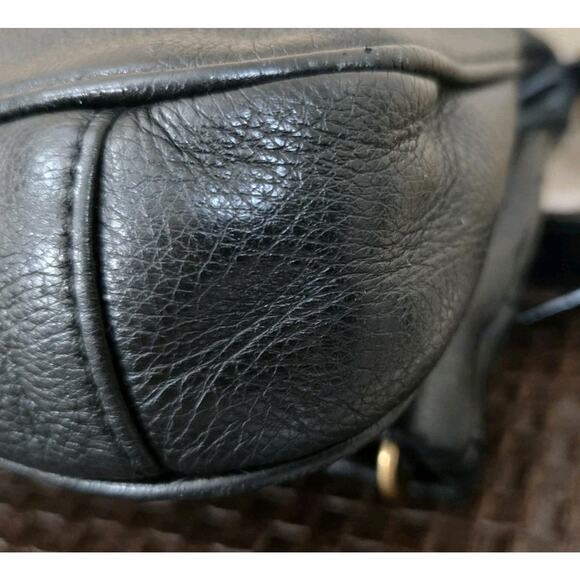 Tory Burch Amalie Black Fold Over Messenger Pebbled Leather Handbag Chic Classy - Picture 7 of 10